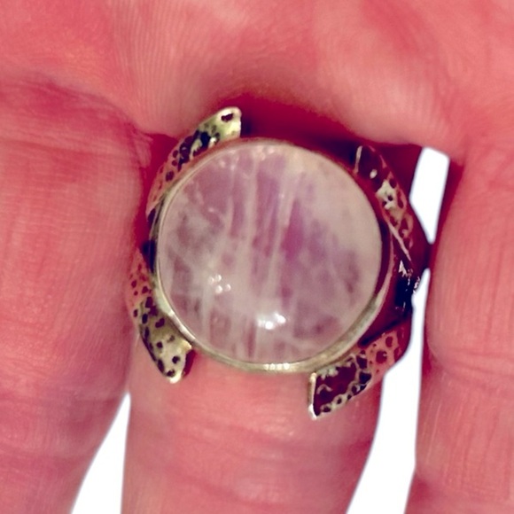 Artisan 925 marked sterling silver & Translucent moonstone quartz Ring size 8 - Picture 8 of 8